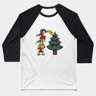 Christmas Elves Decorating Tree Baseball T-Shirt